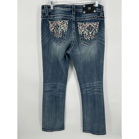Miss Me WOMENS 30X34 Mid Rise Slim Fit Boot Jeans Sequins - Picture 1 of 6